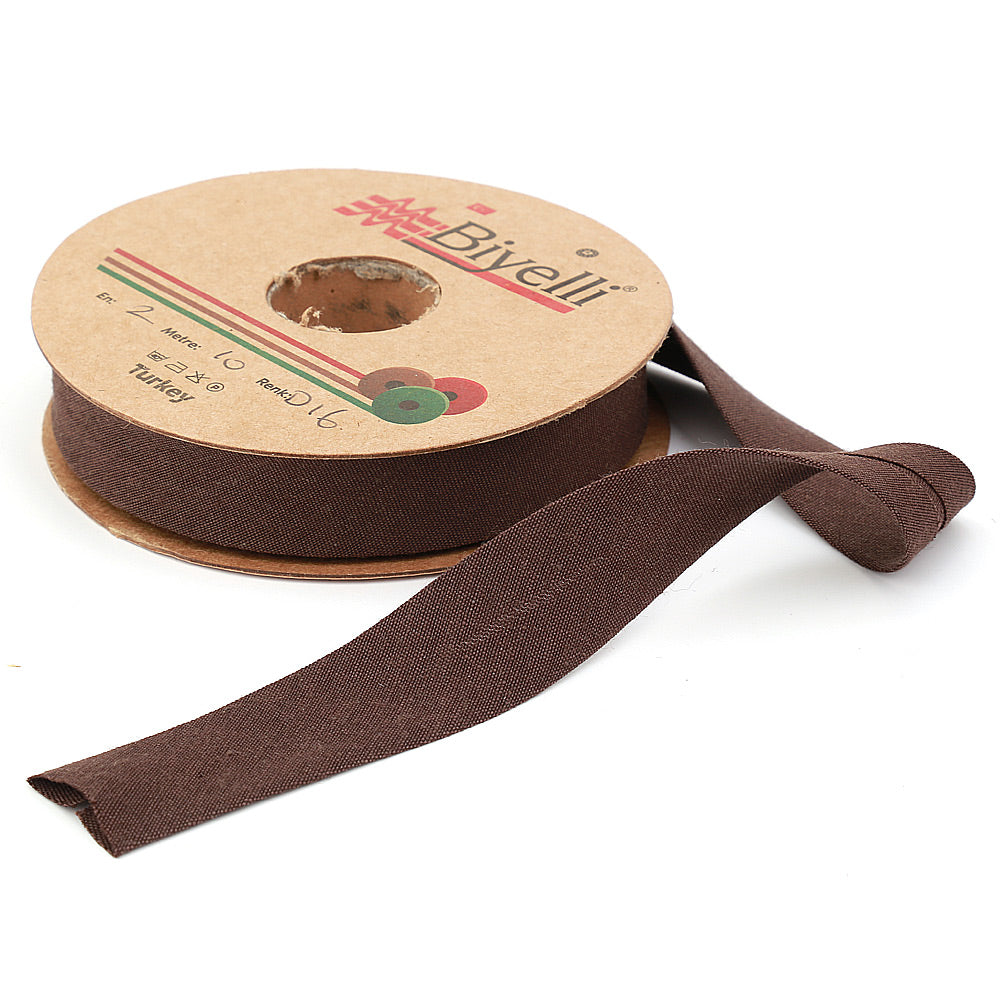 hobby trendy cotton bias binding tape (single fold) 20mm-13/16inch (25meters-27.34yds) garment accessories brown