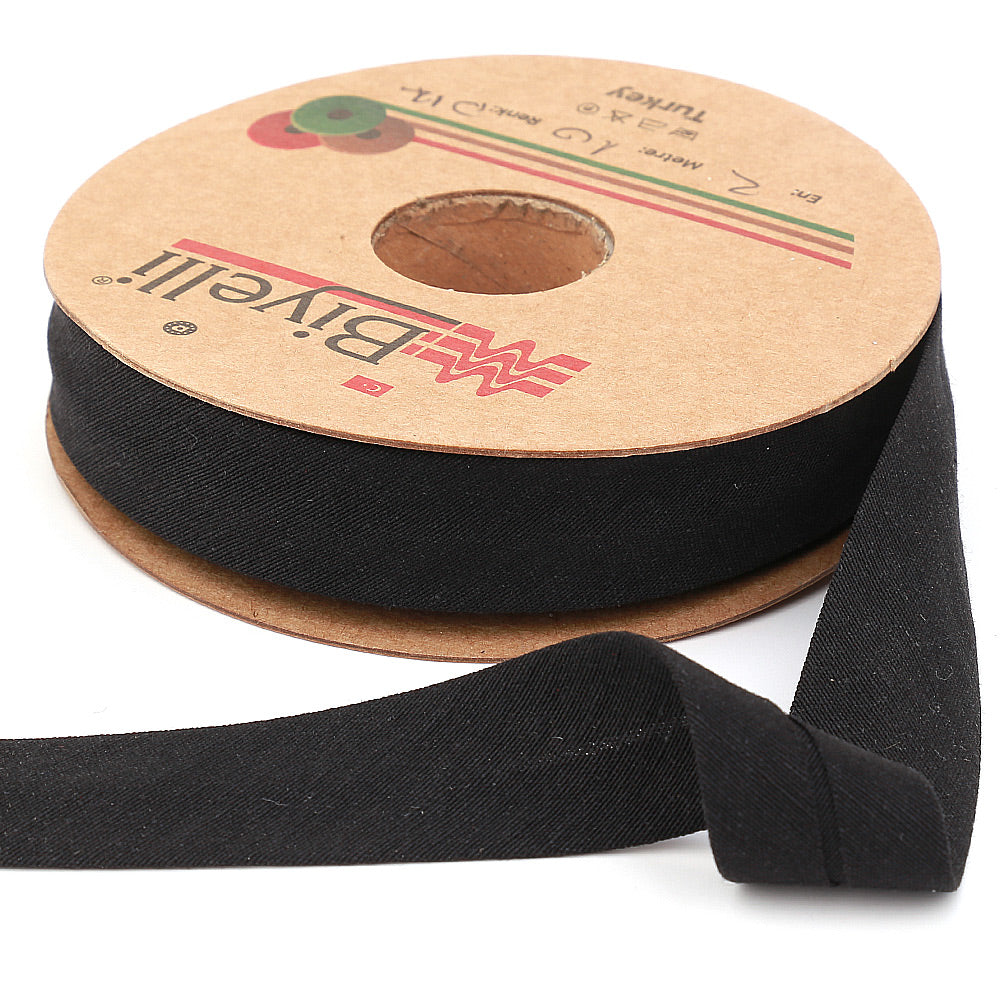 hobby trendy cotton bias binding tape (single fold) 20mm-13/16inch (25meters-27.34yds) garment accessories black