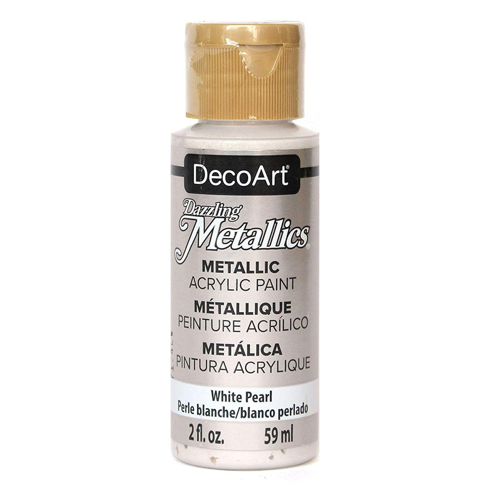 decoart dazzling metallics - white pearl - 2 oz