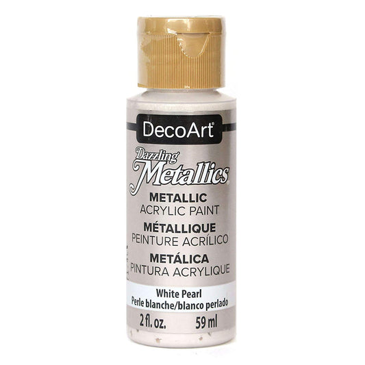 decoart dazzling metallics - white pearl - 2 oz