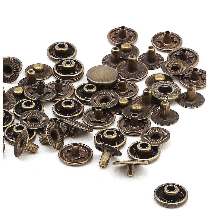 Set Of Different Metal Buttons And Rivets Vintage Fushion