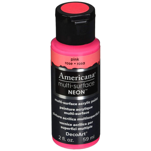 decoart americana multi surface acrylic paint - neon pink - 2 oz